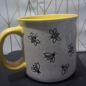 Yellow and White Bee Pattern Mug